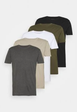 Pier One 5 Pack - Basic T-Shirt - White/Dark Grey/Black -Trend Fusion Shop c8b9f5cce9884e23aebd3711252e2349